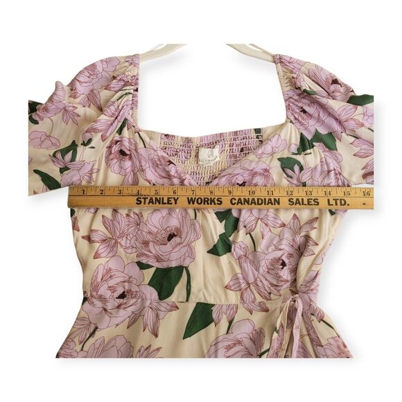Lost + Wander s/s lilac/green floral faux-wrap dress size S - Picture 7 of 11